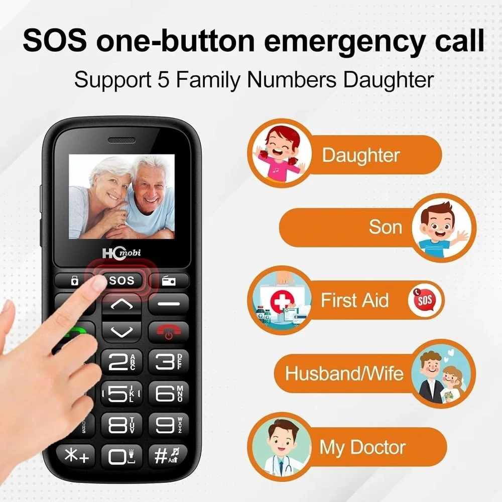 4G LTE Cell Phone Senior Big Buttons S.O.S. Button 1000mAh Battery Dual-SIM FM